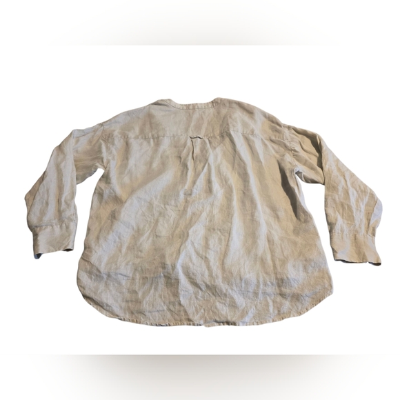 MNG Linen Hidden Button Up Blouse Cream Size 2 EUC Pleated Sleeves - Picture 3 of 7